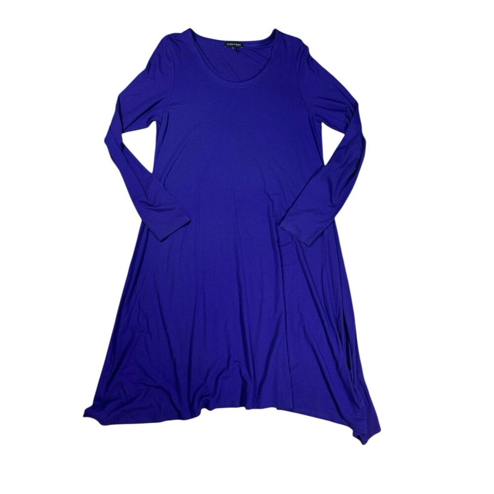 Eileen Fisher Dress Womens M Purple Rayon Lycra Tunic Long Sleeve Casual Stretch